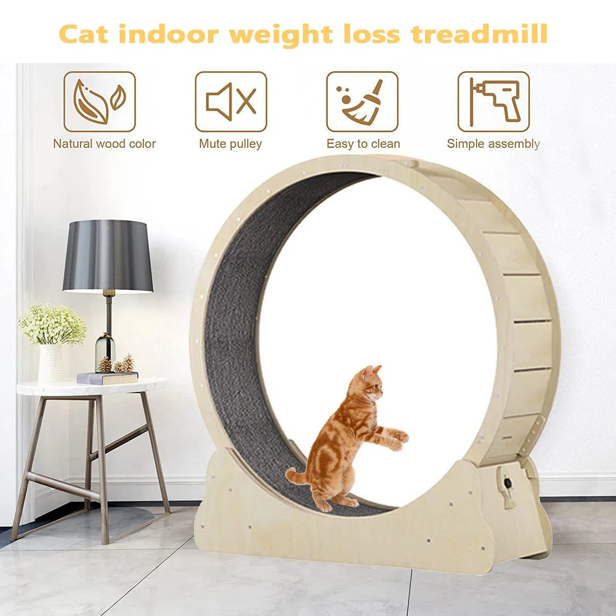 Großes Laufrad für Katzen, 102 cm/40,2 Zoll Laufband für Katzen zur Gewichtsabnahme und täglichen Bewegung - Spaß beim Laufen, Drehen und Kratzen