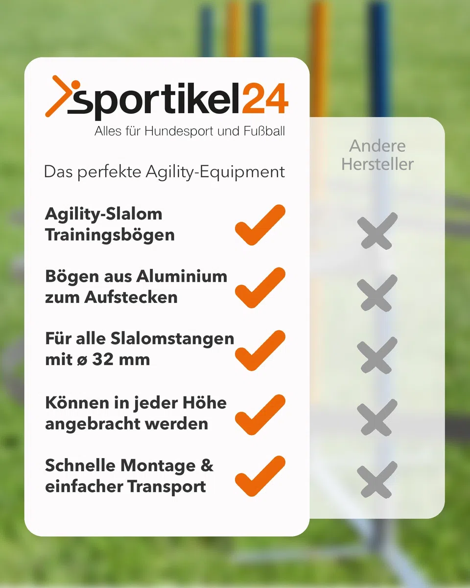 Trainingsbögen für Agility-Training – 10er-Set – für Stangen mit ø 32 mm – Slalomtraining