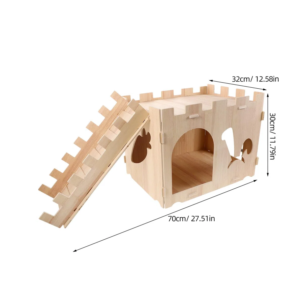 Toyvian Kaninchenhaus aus Holz für Drinnen mit Kletterleiter und Dach Kleintierhaus als Spielbereich und Versteck für Hamster Meerschweinchen und Kaninchen Einfach Aufzubauen