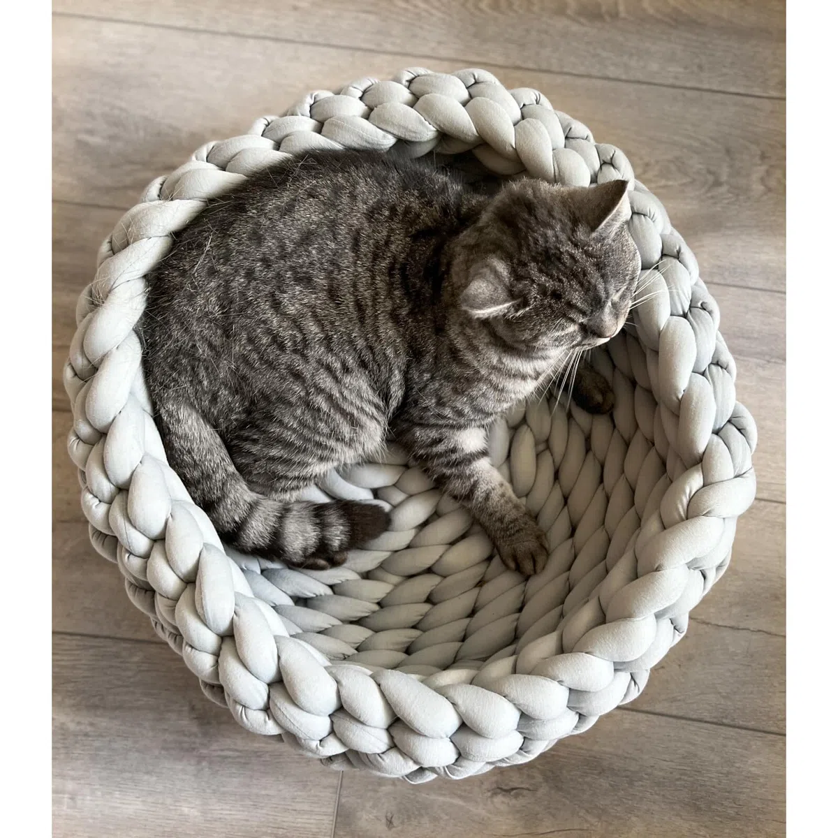 Aumüller Katzenkorb und Fensterbankliege Grobstrick - Schlafplatz für Katzen, Grau