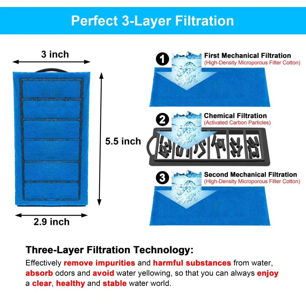 DaToo Aquarium-Power-Filter für Aquarien, ultra-leise, 5 W, für Aquarium, 3 bis 20 Gallonen Tank