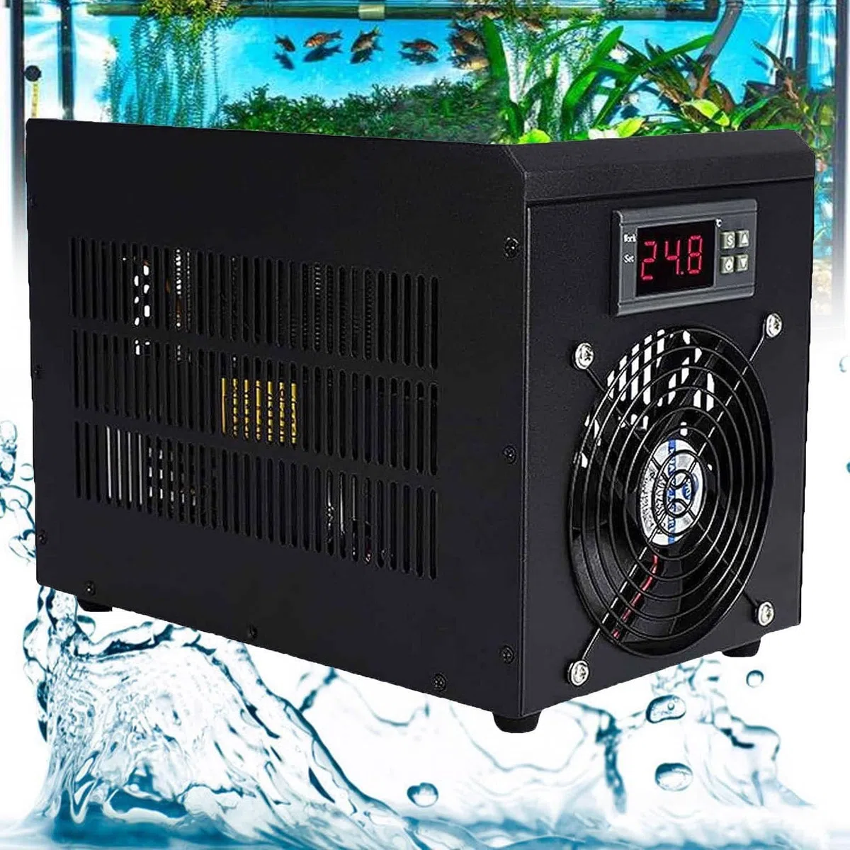 Wassertankkühler Wasserkühlung, Einstellbarer Kühler, Hydrokultur-Kühler,Kompressor Kühlkühler,Kühler Für 60l/160l/300l,Kühler, Für Hydrokultur-System,Korallenriff Tank 60L