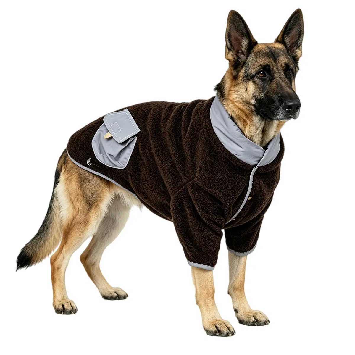 Hunde-Wintermantel, windabweisende Jacke für alle Rassen, Braun, XS | 2 Taschen auf der Rückseite, verstellbar und elastisch, Klettverschluss
