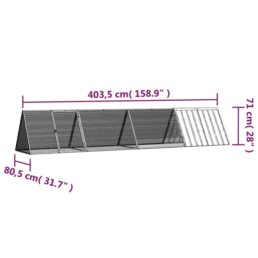 Kaninchenkäfig Anthrazit 403,5x80,5x71 cm Verzinkter Stahl mit Erweiterung für Kaninchen, Hasen und Kleintiere, Indoor und Outdoor Gehege, Robust, Belüftung, Sicherheit