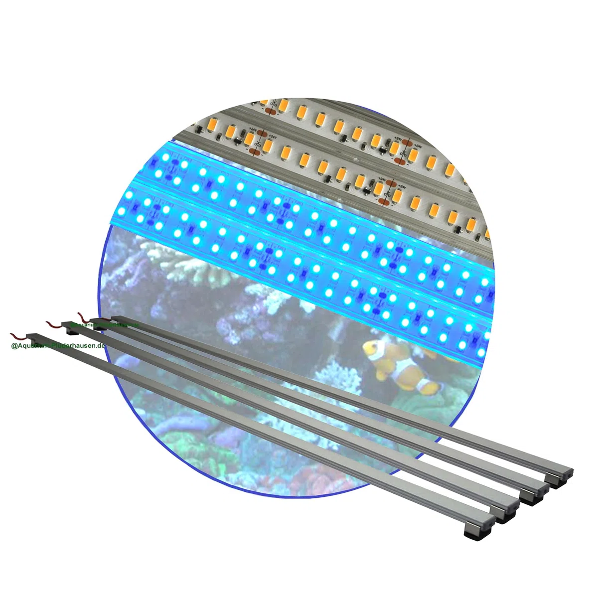 Meerwasser Aquarium LED-Licht 170 cm, 4 Leisten: 2X Tageslicht + 2X Blau