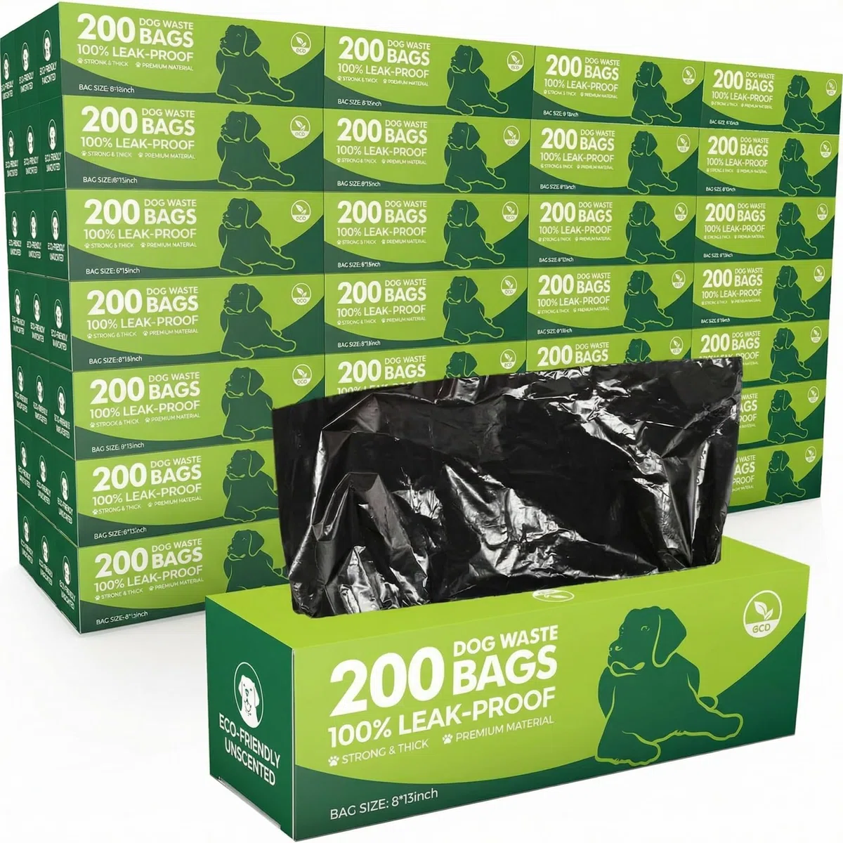 Sherr Hundekotbeutel, auslaufsicher, für Welpen, Haustiere, Spaziergänge und Reisen, 10 Rollen mit je 200 Stück, Schwarz, 25 Rollen à 5000 Stück