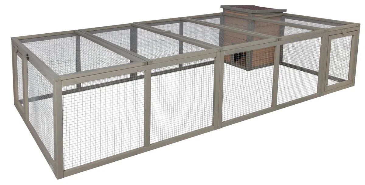 Kerbl Pet Freilaufgehege Luna, Kaninchenauslauf, Fichtenholz, 230 x 115 x 59 cm, mit Gitterdach, 13 mm Stababstand, Schutz vor Wetter