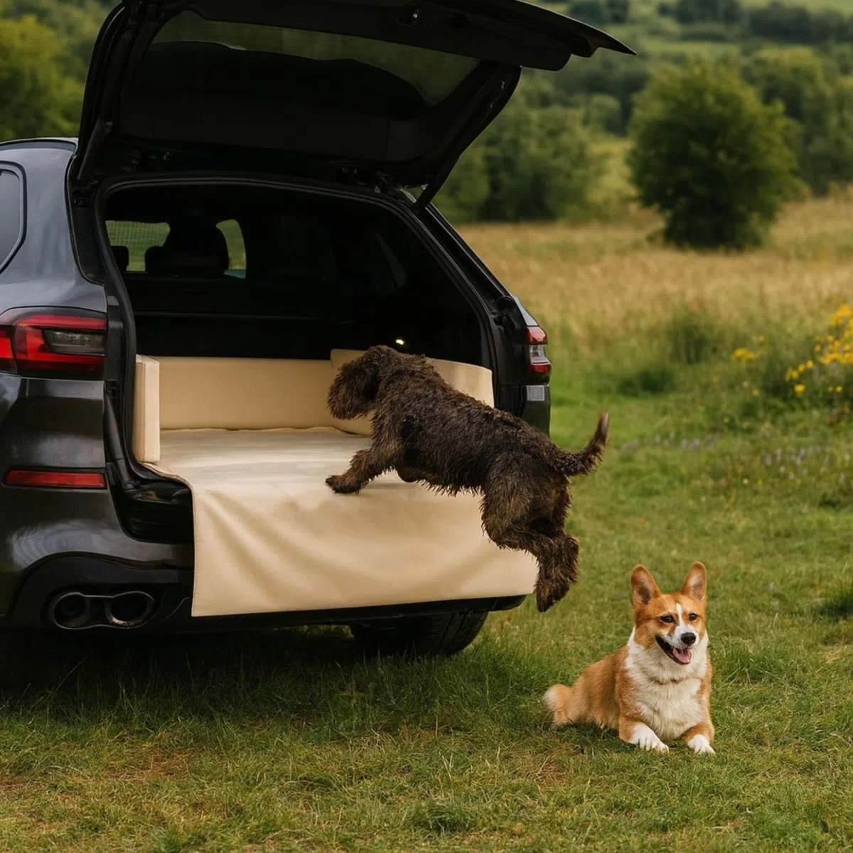 Golden Dog Kofferraum Matte Hundebett Schutzmatte Hunde Autositz Autoschondecke Kunst Leder