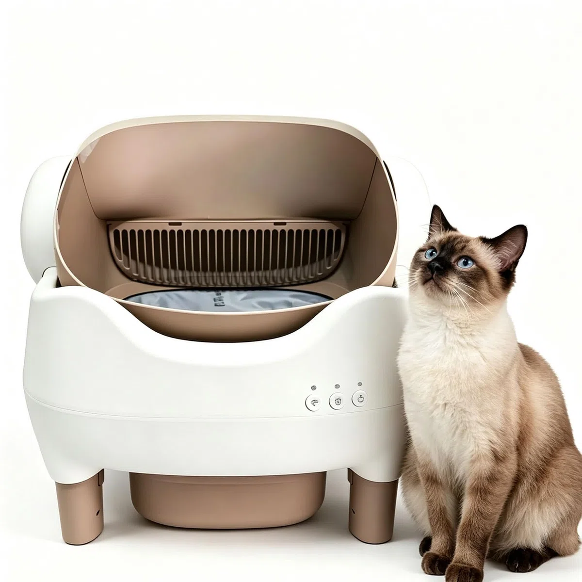 Lautlose Katzentoilette mit Doppelsensor-Einklemmschutz und Geruchsregelung | Leises ≤20dB Katzenklo mit 11L dichtem Abfallbehälter, Infrarotsensor und appgesteuerte Reinigungsverzögerung