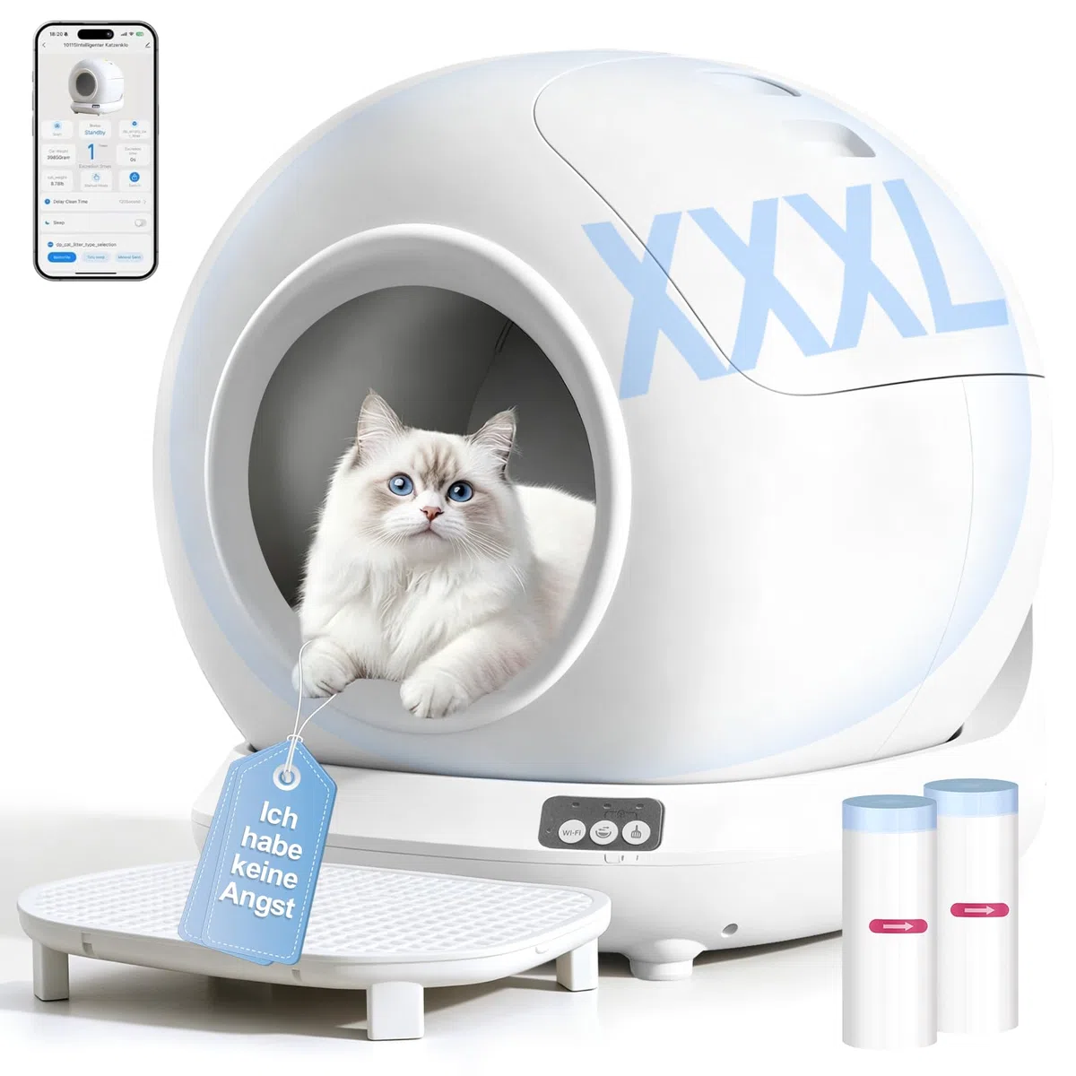 Katzenklo Selbstreinigend | mit Trittfläche, 78L Groß Elektrische Katzentoilette, Geruchskontrolle&APP-Steuerung&Sicherheitsschutz, Mehrere Katzen