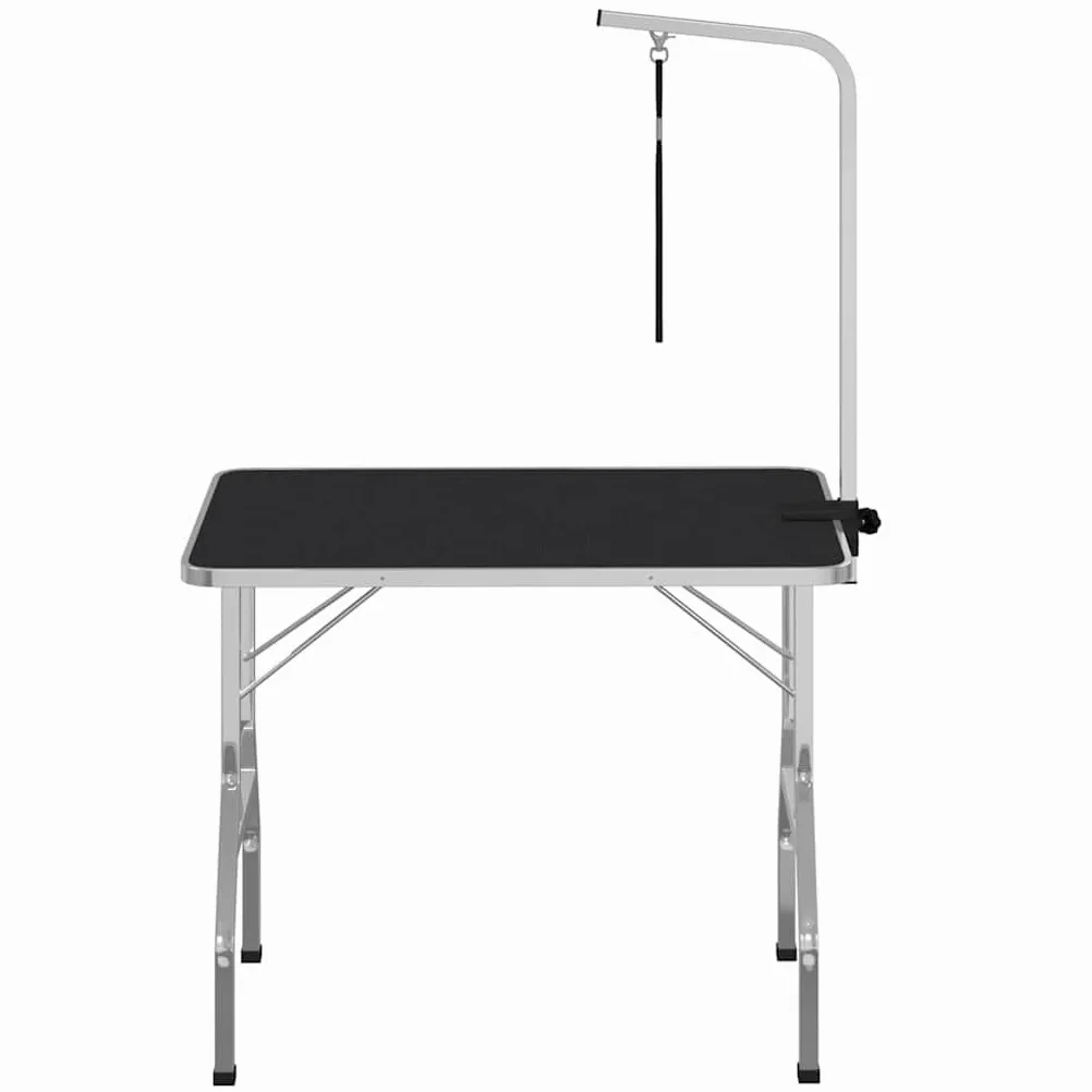 Mangloder Verstellbarer Trimmtisch für Hund und Katze mit 1 Halteschlinge, klappbar, 110 x 60 x 76 cm, Edelstahl Galgen, rutschfeste Fläche, für Pflege und Fellpflege zuhause