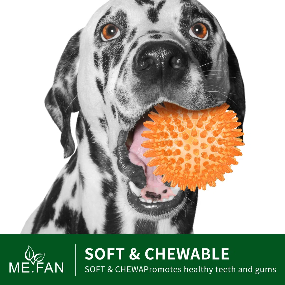 ME.FAN 8,9 cm Quietschende Hundespielzeugbälle [8 Stück] Stachelige Hundebälle/Welpen-Kauspielzeug zur Reinigung von Zähnen und Zahnfleisch-Gesundheit/Quietschball-Spielzeug für aggressive Kauer