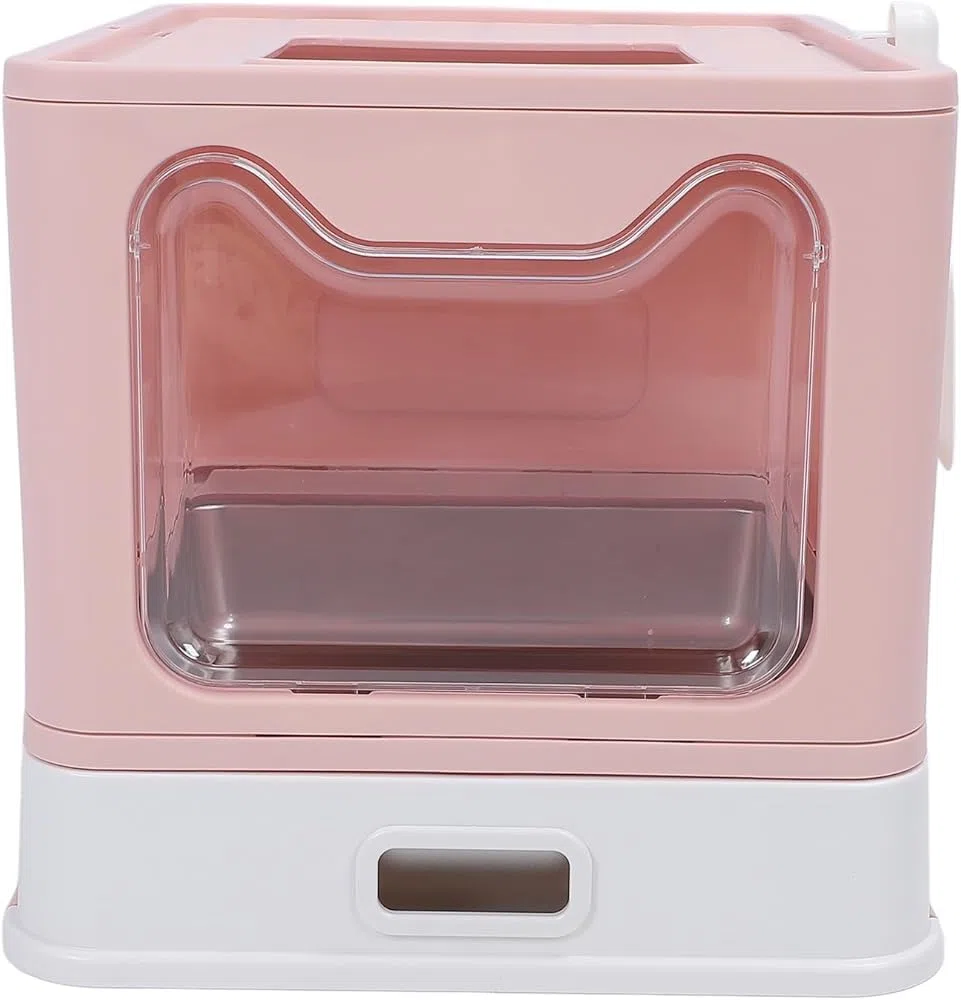 Geschlossene Katzentoilette, Edelstahl Katzentoilette mit Schublade, Deckel und Schaufel für einfache Reinigung