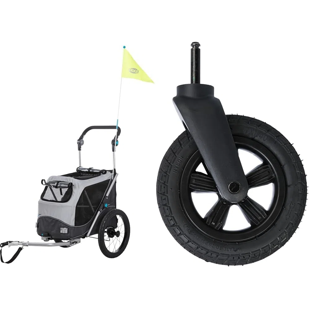 Bundle aus TRIXIE 12796 Fahrrad-Anhänger, Schnell-Falt-Funktion, M + TRIXIE 12795 Jogger Frontrad für Fahrrad Anhänger 12794/6/8, 970 g, Un tamaño