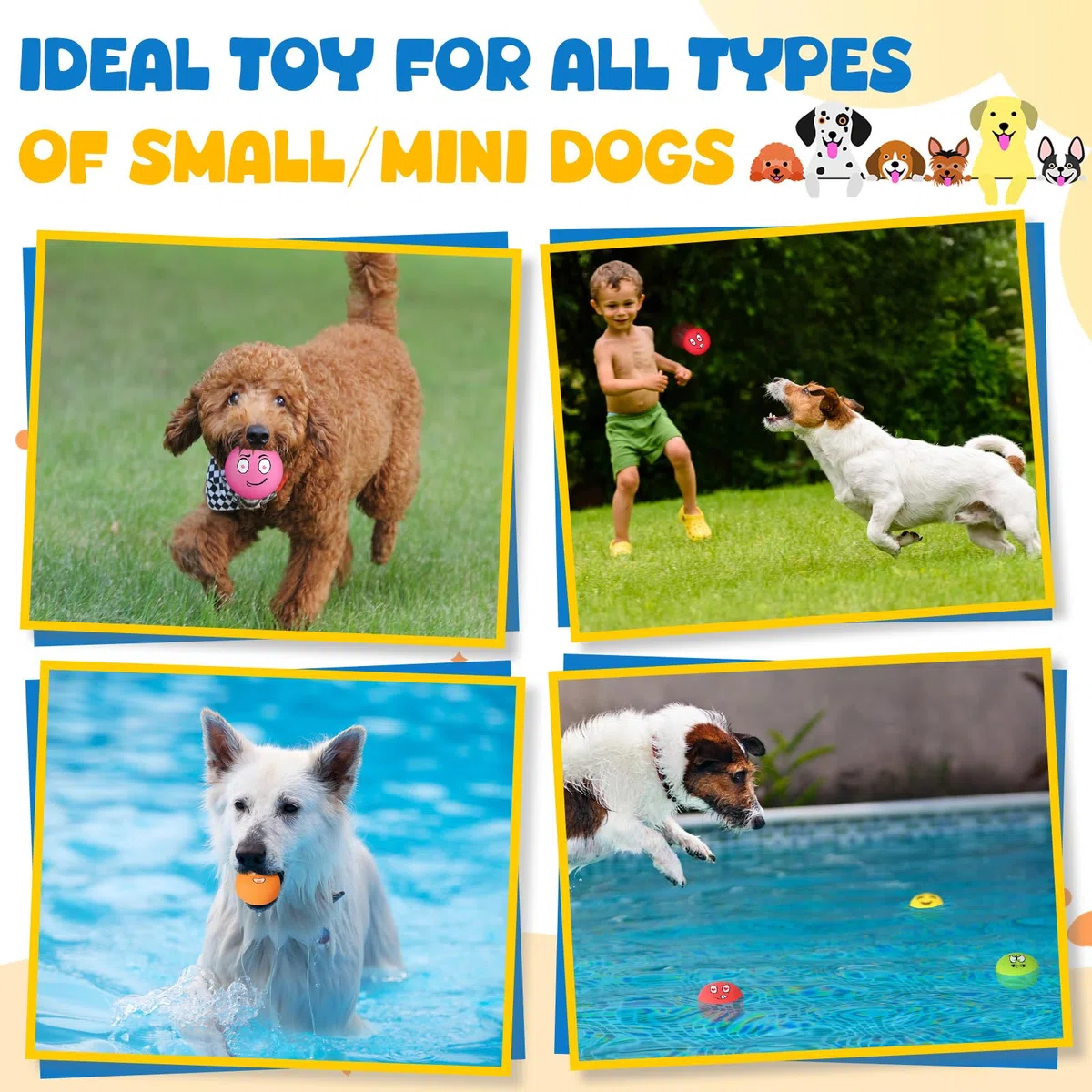 Hungdao Quietschspielzeug für Hunde, weiches Latex, kleine Quietschbälle, interaktives Kauspielzeug für Hunde, Welpen, Training, interaktives Apportierspiel, 10 Stück