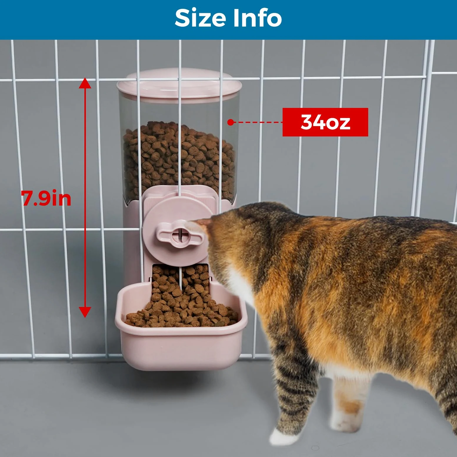 Vannon Automatischer Futterspender für Kleintiere, 1000 ml, Schwerkraft-Futterspender für Käfig, Futternapf für Kaninchen, Welpen, Katzen, Frettchen, Meerschweinchen, Chinchilla, Papagei, Rosa