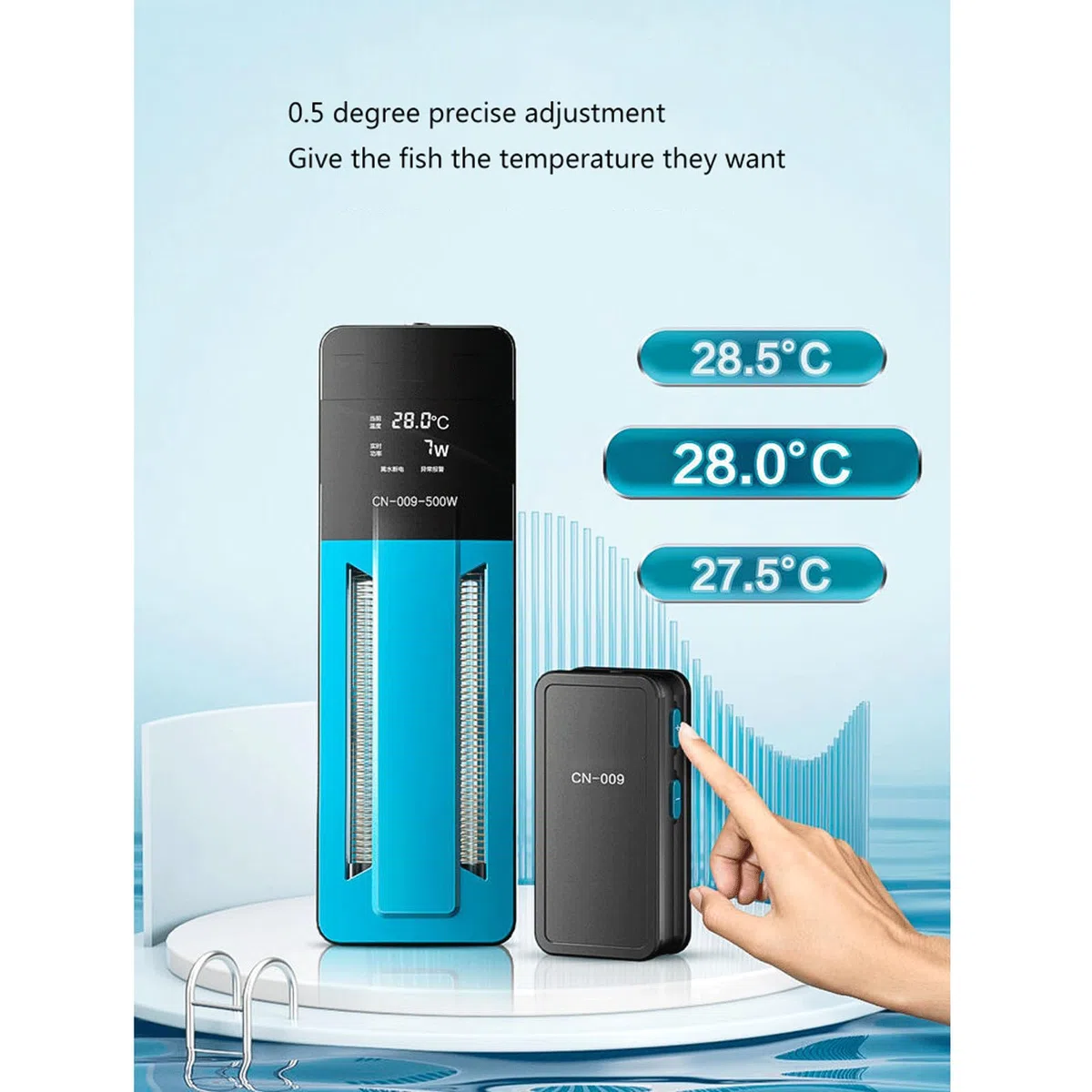 Der intelligente elektronische Heizstab für Aquarien ist für Aquarien mit niedrigem Wasserstand geeignet, 300 W (800 W).