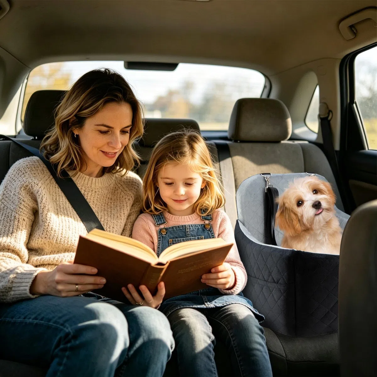 Hunde-Autositz Memory-Reisebett | Erhöhter Autositz für kleine Hunde für Tägliche Pendelfahrten, Roadtrips, Lange Autofahrten, Reisen, Urlaub,