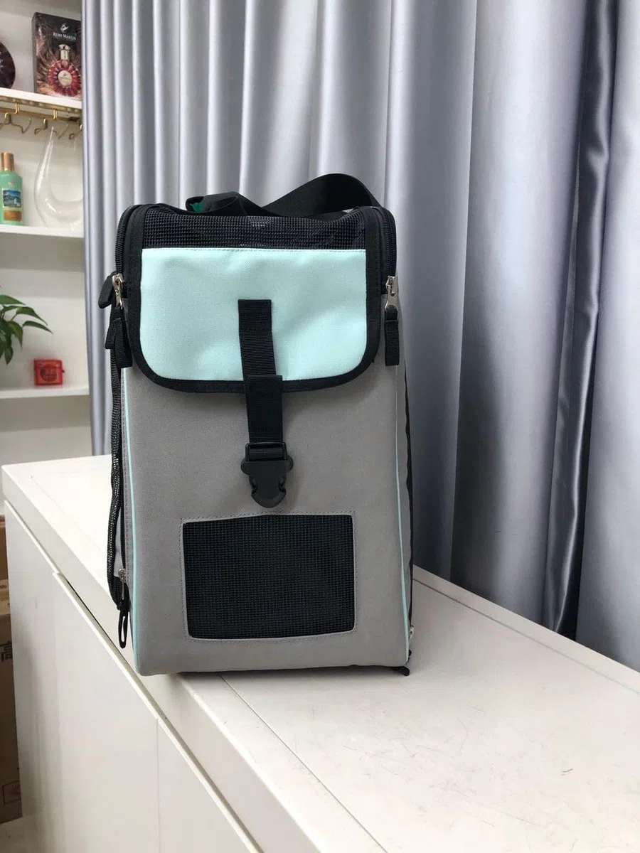 Premium Hundeflugtasche 55x40x23 cm PET EUWI | aus recycelten PET-Flaschen | wasserabweisend und belastbar bis 12 kg, große Mesh-Öffnung, Rucksackfunktion & Trolley-Befestigung