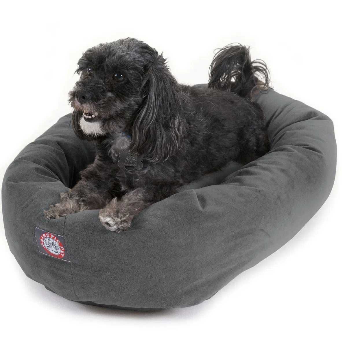 Majestätisches Wildleder-Hundebett in Bagel-Form