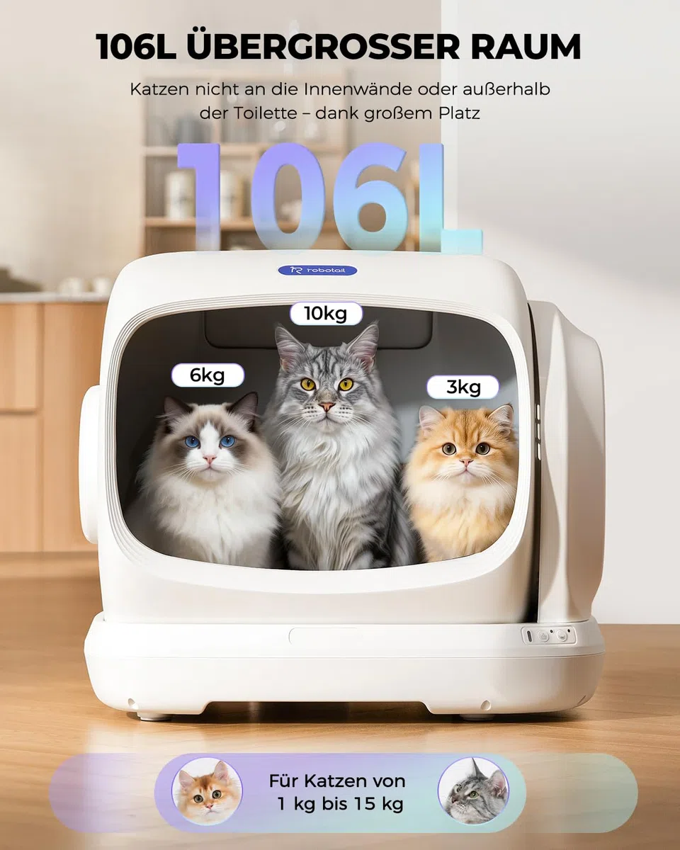 Selbstreinigende Katzentoilette Katzenklo Selbstreinigend, XXXL Extra Große Elektrisches Automatisches Katzenklo für Mehrere Katzen, Intelligente Katzentoilette mit Klemschutz, Inklusive Streumatte