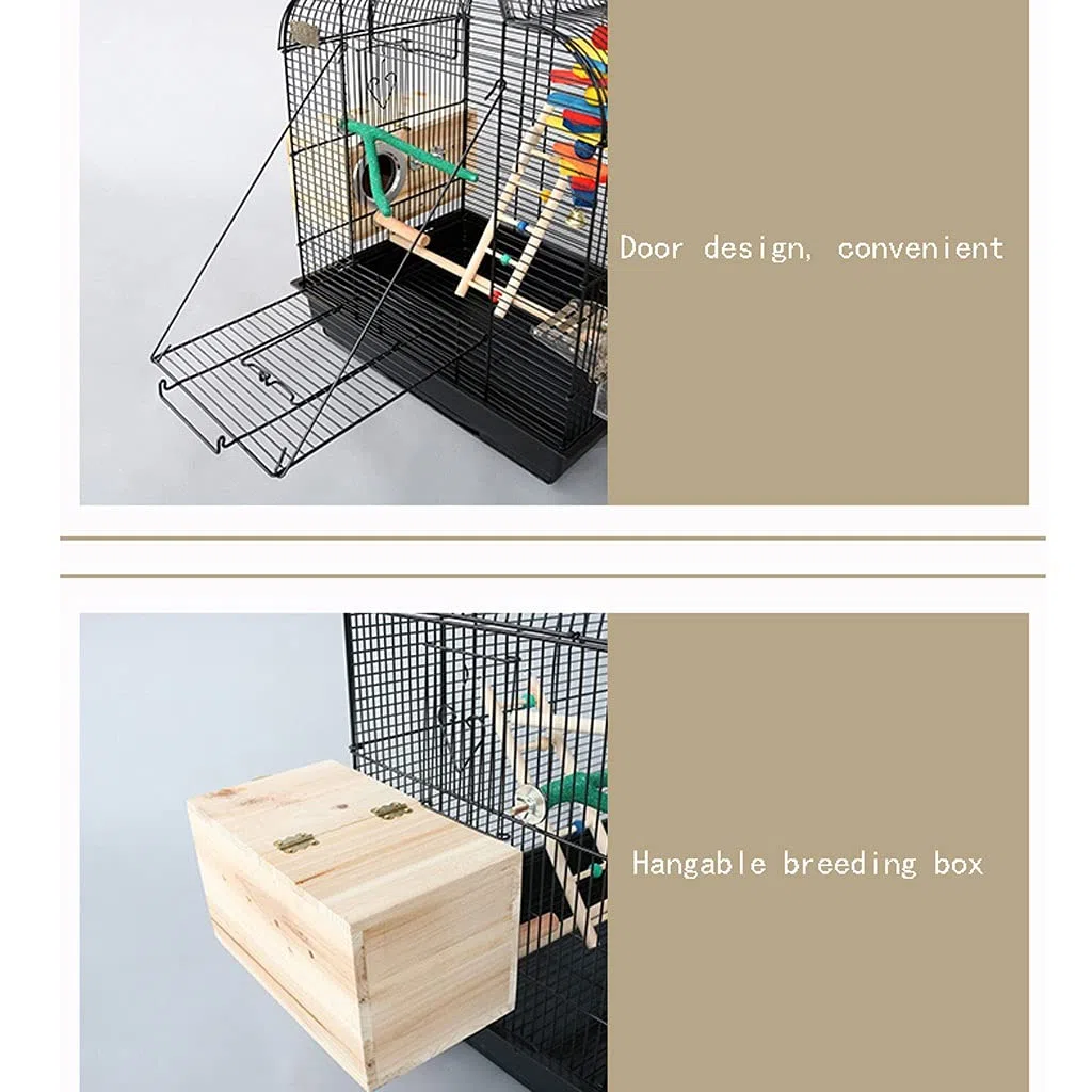 Vogelkäfig Großer Vogelkäfig Metallkuppel Papageikäfig mit Zuchtbox und Feeder Vogelkäfig for Starling Budgien Kanarische Liebe Vögel Haustierzubehör