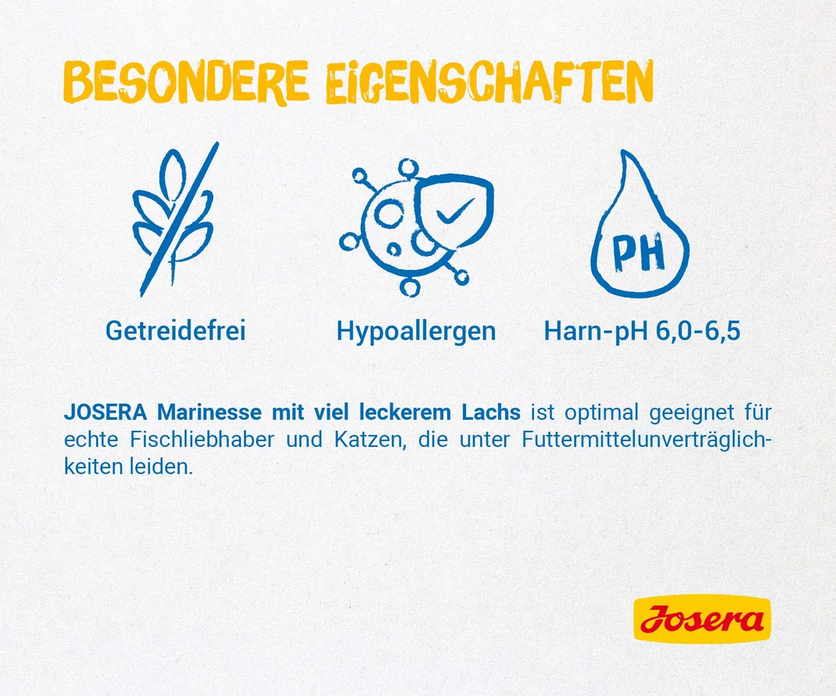 JOSERA Marinesse, getreidefreies Katzenfutter mit Lachs, hypoallergen, 1er Pack & NatureCat, getreidefreies Katzenfutter mit Geflügel und Lachs, Super Premium Trockenfutter, 1er Pack (1 x 10 kg)