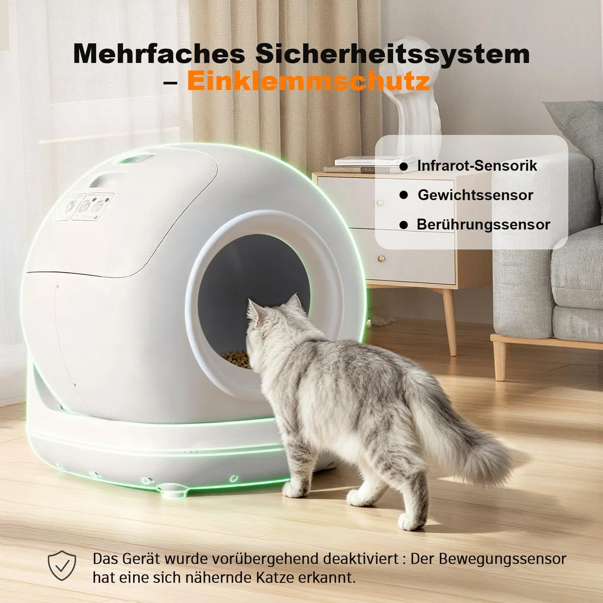 Katzenklo Selbstreinigend | mit Trittfläche, 78L Groß Elektrische Katzentoilette, Geruchskontrolle&APP-Steuerung&Sicherheitsschutz, Mehrere Katzen