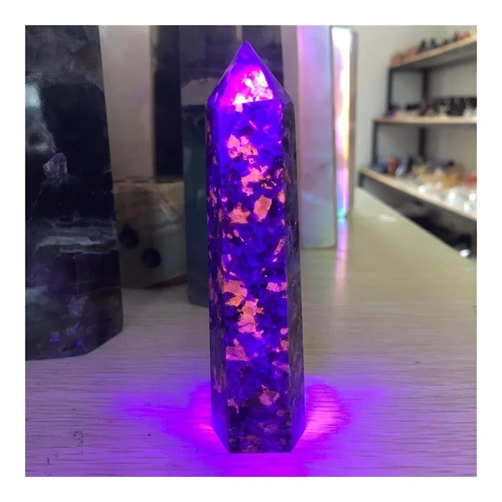 Heilkristall, natürlicher Flammenstein, einzelne Spitze Säule, Raumdekoration, Heimdekoration, Aquarium-Dekoration
