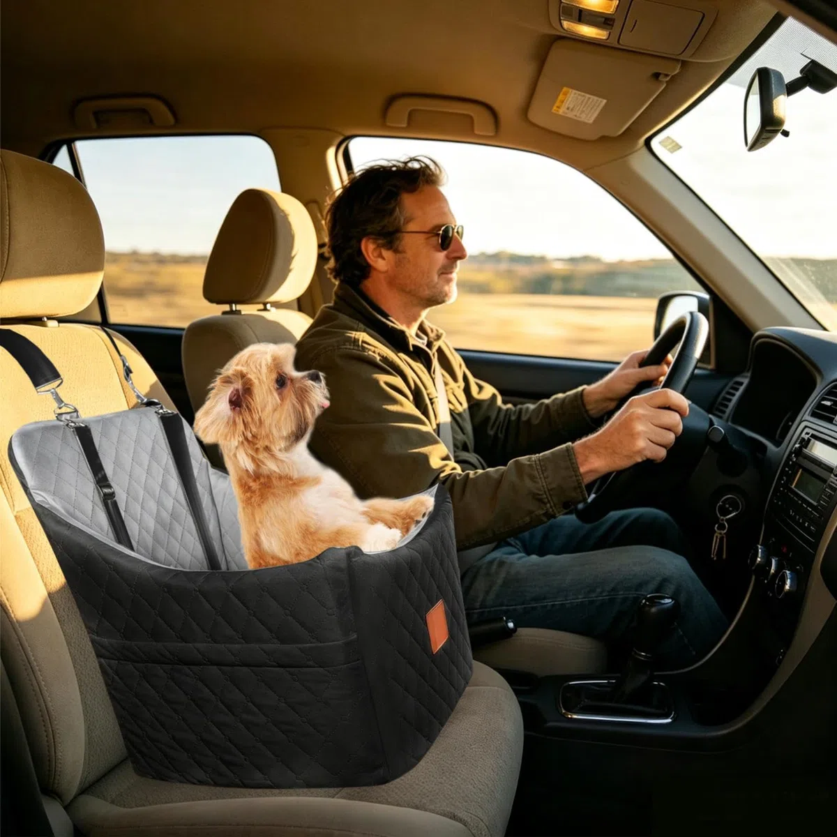 Hunde-Autositz Memory-Reisebett | Erhöhter Autositz für kleine Hunde für Tägliche Pendelfahrten, Roadtrips, Lange Autofahrten, Reisen, Urlaub,