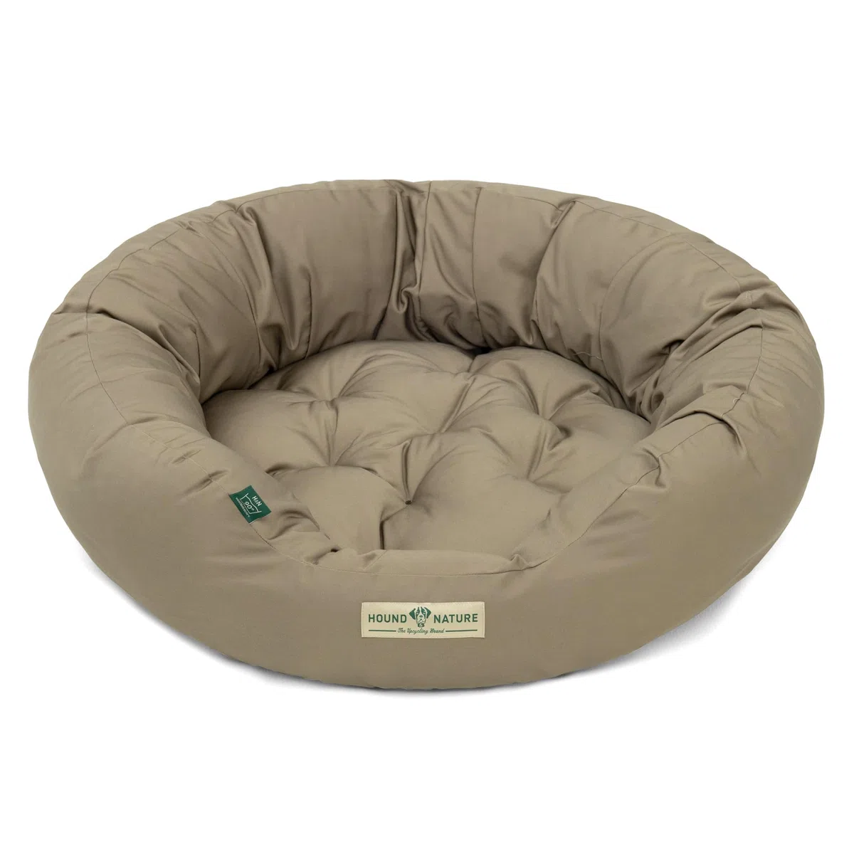 HOUND & NATURE Öko Hundebett St. Moritz - rund, kuschelig und waschbar, Donut Hundekorb für mittlere Hunde (M - 77x70 cm - Taupe)