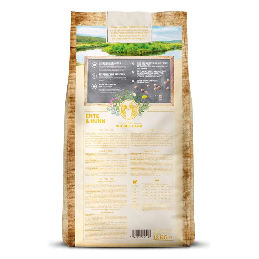 WILDES LAND – Huhn Puppy | Trockenfutter mit extra hohem Fleischanteil und natürlichen Zutaten für heranwachsende Hunde. Alleinfutter ohne Zusatzstoffe im Beutel | 24kg Huhn
