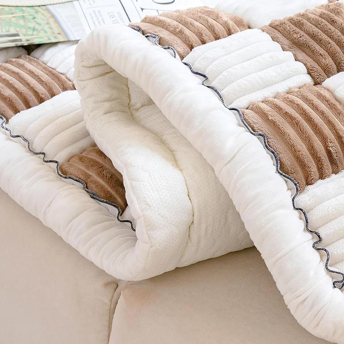 Große karierte quadratische Haustiermatte, Bett, Couch, Abdeckung, cremefarben, wasserdichte Decke für große Hunde, lustig, flauschig, Couchbezug, Hundedecken, Haustierdecke, Graublau, 70 x 210 cm