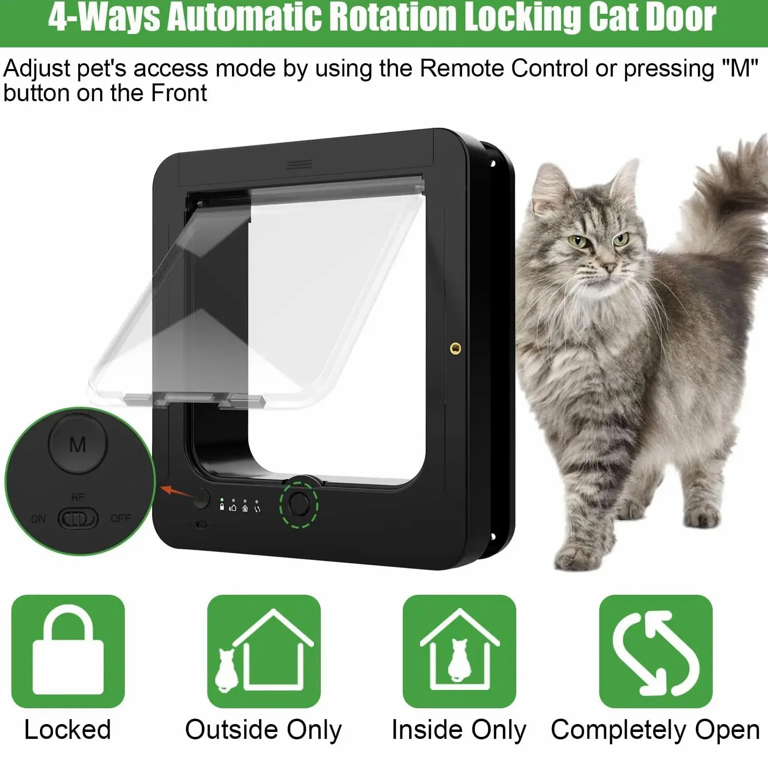 Automatische Haustiertür mit Mikrochip-Technologie, inklusive 2 Sensorhalsbändern und Fernbedienung, ideal für Katzen und kleine Hunde