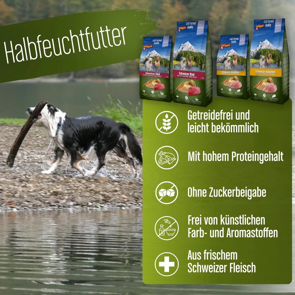 DeliBest Adult Sensitive Complete Dog Rind I Halbfeuchtes Futter für Hunde Adult I 100% Schweizer Rindfleisch I getreidefrei & ohne andere Zusätze I Hundefutter kaltgepresst I 3x4 kg Vorratspack
