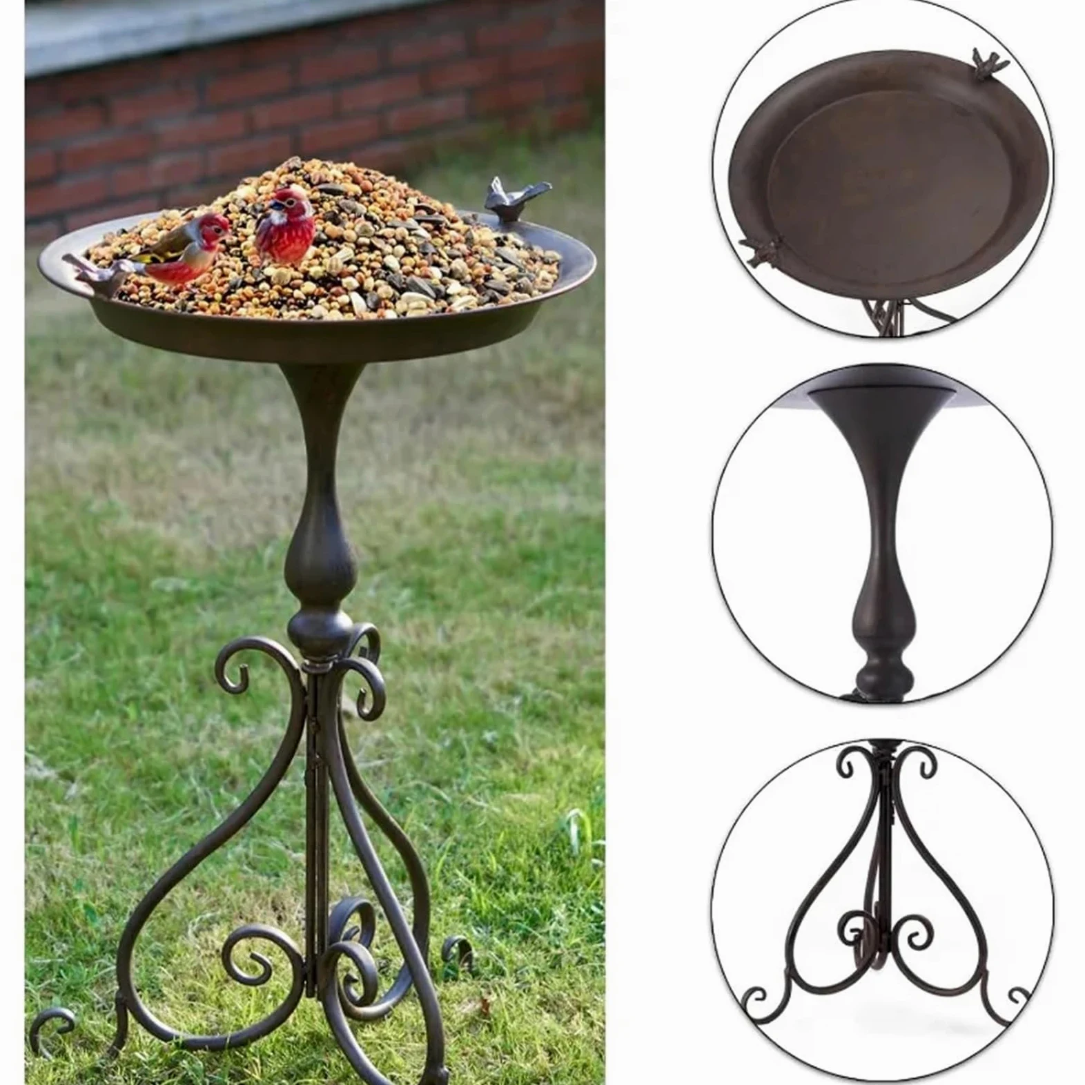 Vogeltränke Stehend Durchmesser 18" B x 28" H Vogeltränke mit Ständer | Vogeltränken for den Außenbereich, Vogeltränken/Futterhäuschen aus Metall