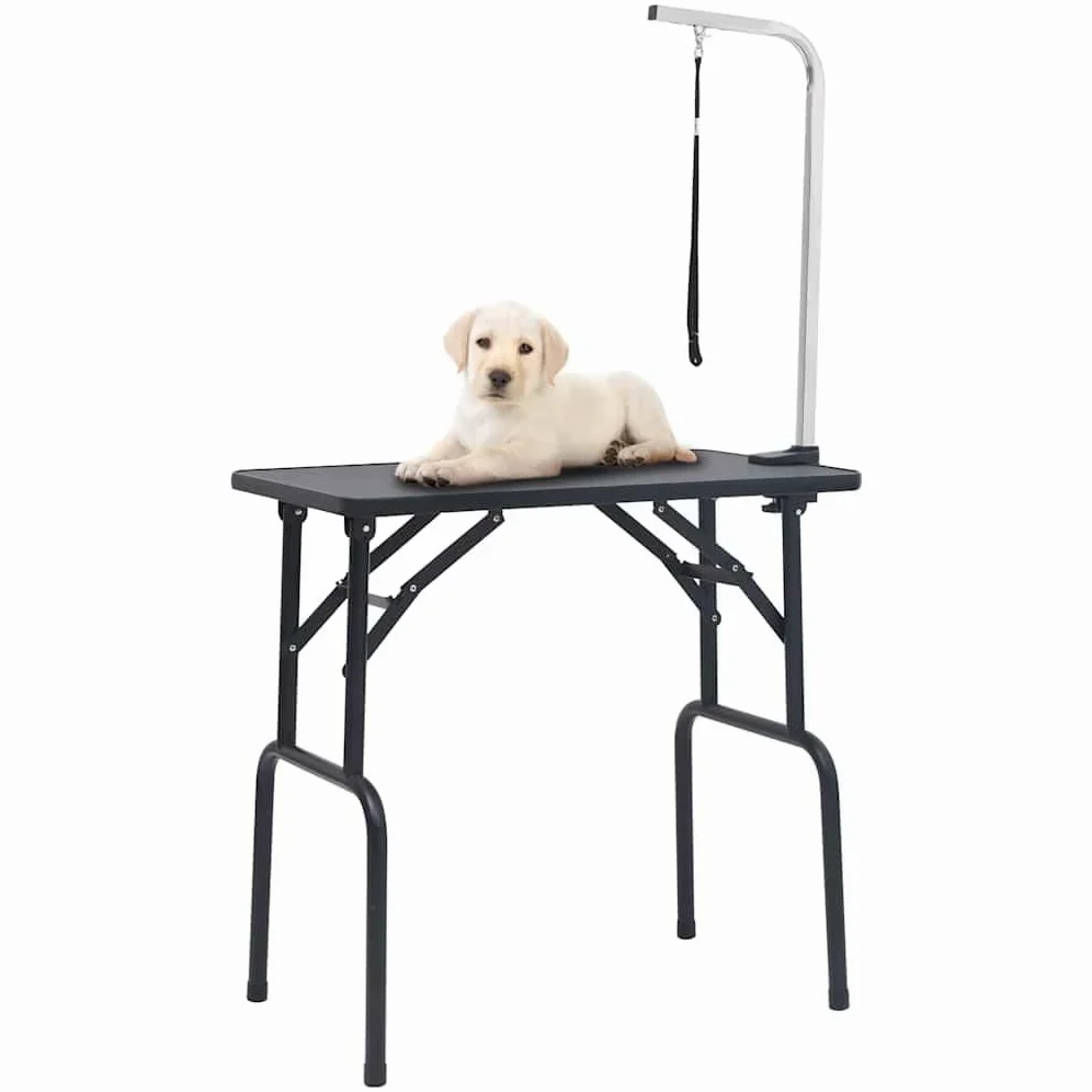 Verstellbarer Trimmtisch für Hunde mit 1 Schlaufe, klappbar, Stahlbeine, rutschfeste Oberfläche, 81x48,5x80 cm, ideal für Pflege, Bürste, Schere, Trimmer, Fellentfernung, Hund und Katze