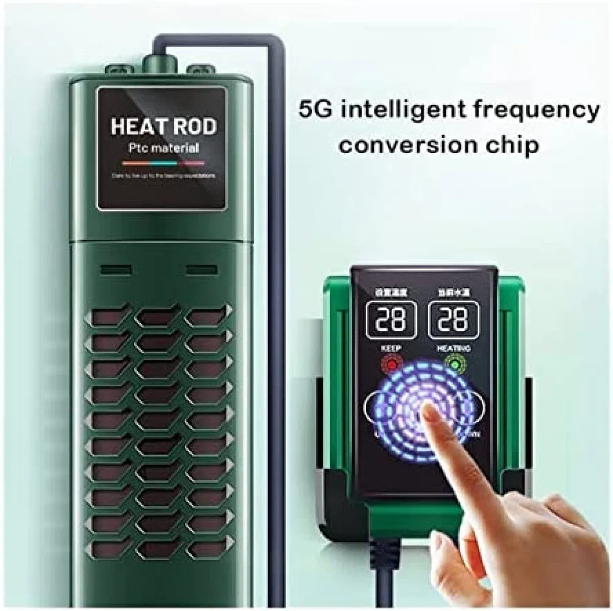 Aquarium-Heizung, Aquarium-Tauchheizung, intelligente LED-Temperaturanzeige und externer Temperaturregler, Heizstab für Süß- und Meerwasser-Aquarium-Wassererwärmung, 100 W, 1