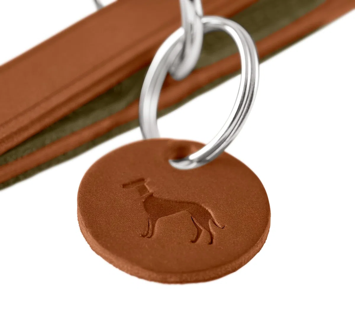 HUNTER Verstellbare Hundeführleine LEMVIG, Farbe: Cognac/Oliv, Leder, 3-Fach verstellbar, belastbar & strapazierfähig, komfortabel, elegant & trendig, Made in Germany, Größe: 20/200