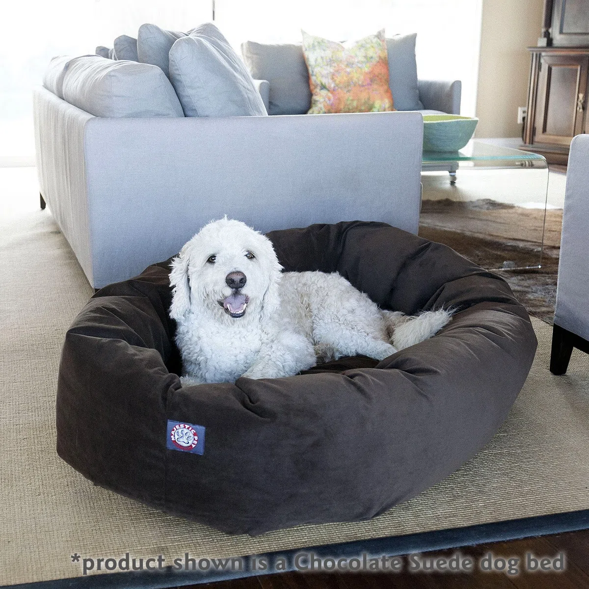 Majestätisches Wildleder-Hundebett in Bagel-Form