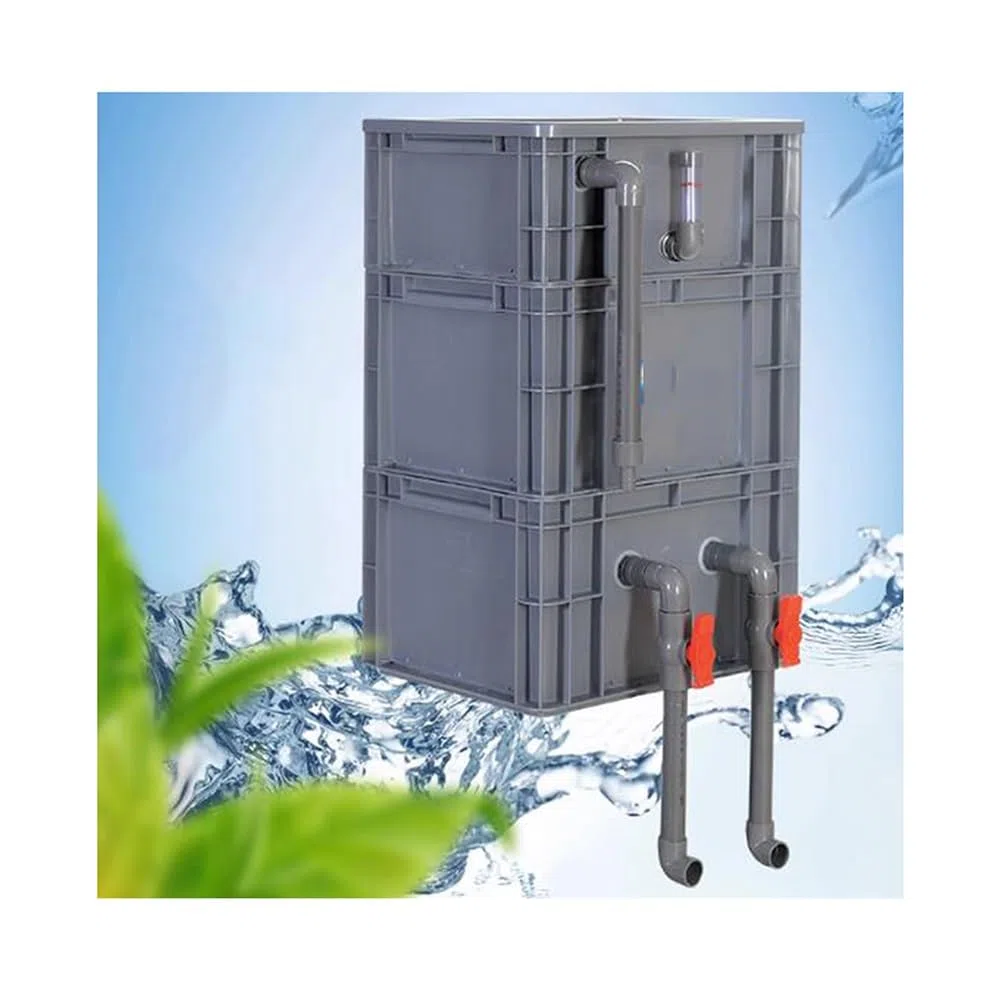 Aquarienfilterkasten, Aquariumfilter for Aufhängen, grau, mehrere Größen, einstellbarer Durchfluss, leise, mehrschichtig(40x30x65cm)