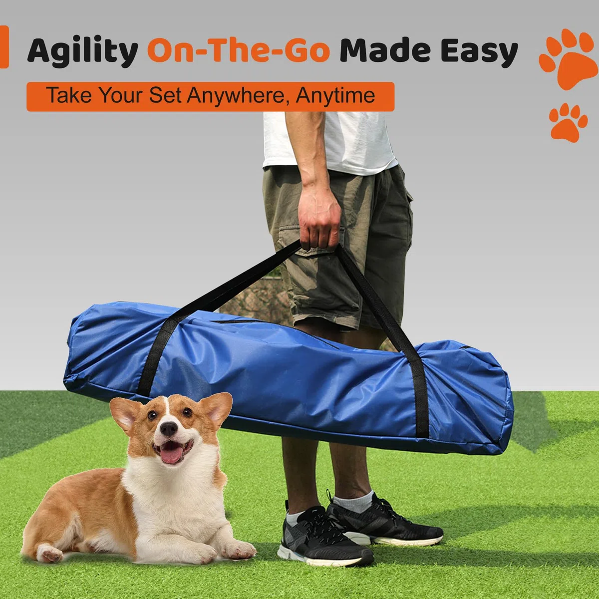 4 Sets Haustiere Agility Trainingsgeräte Hindernis-Trainingskurs Kit Verstellbarer Hundereifen Hundesprung Weben und Blindstangen und Pause Box für Hund Hindernislauf Outdoor Spiel