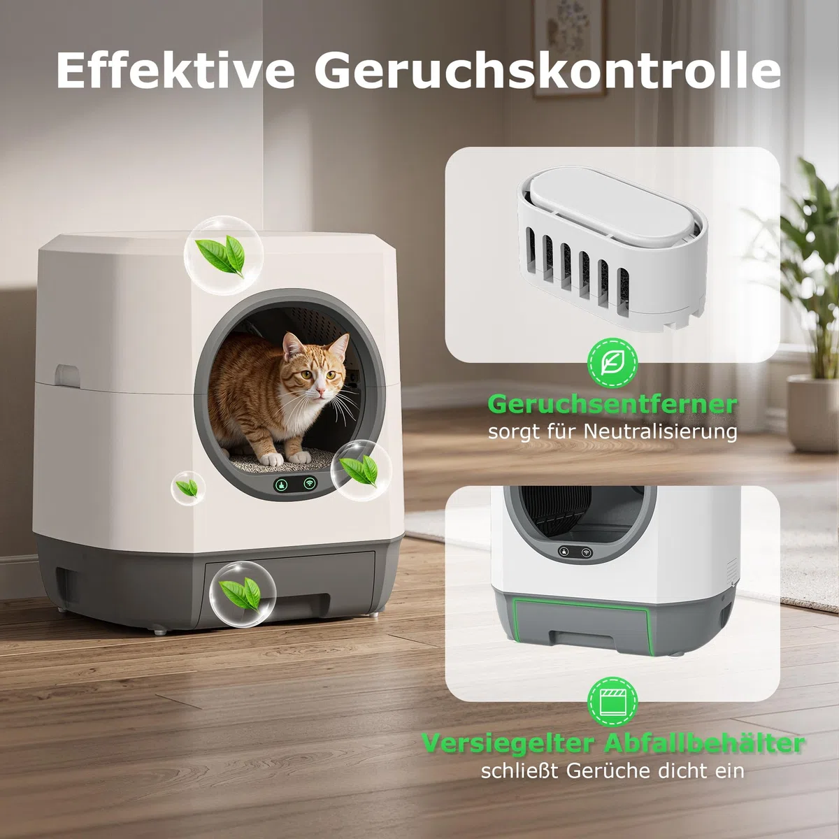 Katzenklo Selbstreinigend 90L, Katzentoilette für Mehrkatzenfamilien | Automatisches Katzenklo App-Steuerung, Geruchsbeseitigung, Mehrfachsicherheit, Großer Raum, Sicherheit, für den Innenbereich