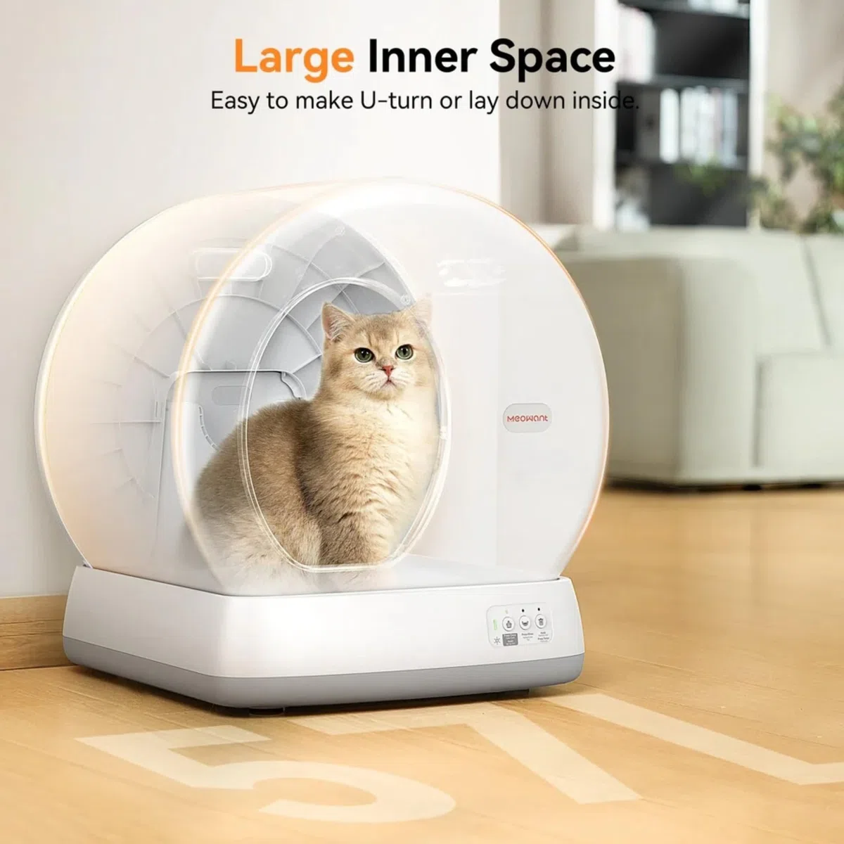 MeoWant Selbstreinigende Katzentoilette, große Kapazität, automatische Katzentoilette mit integrierten Sicherheitssensoren, APP-Steuerung, geruchsfrei für mehrere Katzen, mit Matte & Liner