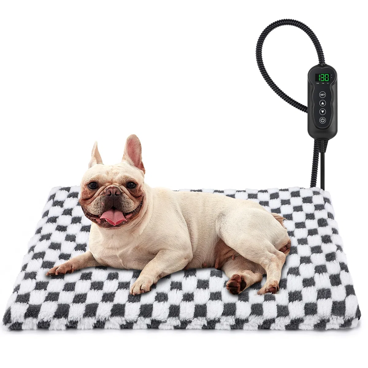 MIXJOY Beheiztes Hundebett, 11 verstellbare Wärme-Ohrpolster für den Innenbereich mit Timer, Heizkissen für Haustiere für Katzen und Hunde, Heizkissen
