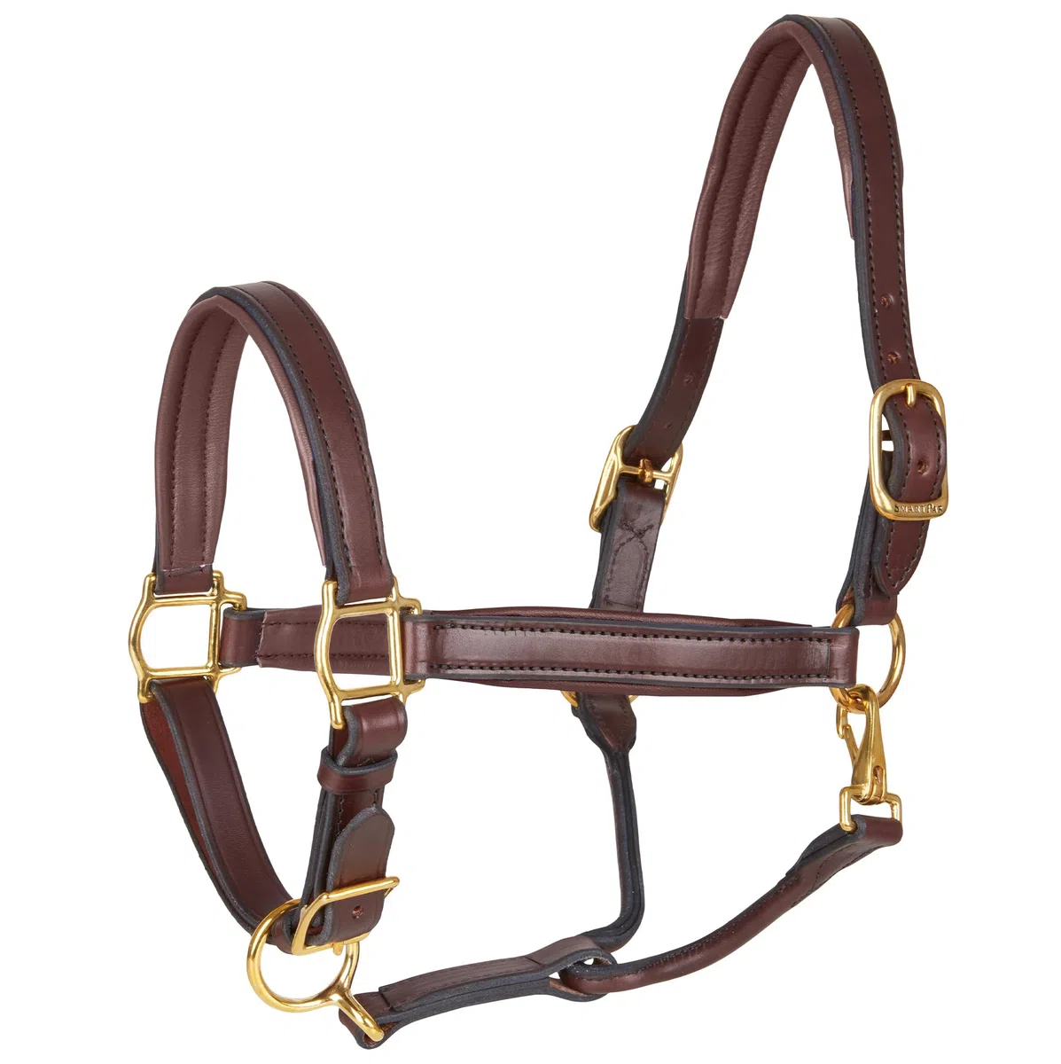 SMARTPAK Weich gepolstertes Lederhalfter | Halfter für Pferde | handgefertigtes Premium-Leder und Messing für sicheren Sitz und keine Beschwerden | Havanna | Pferdegröße