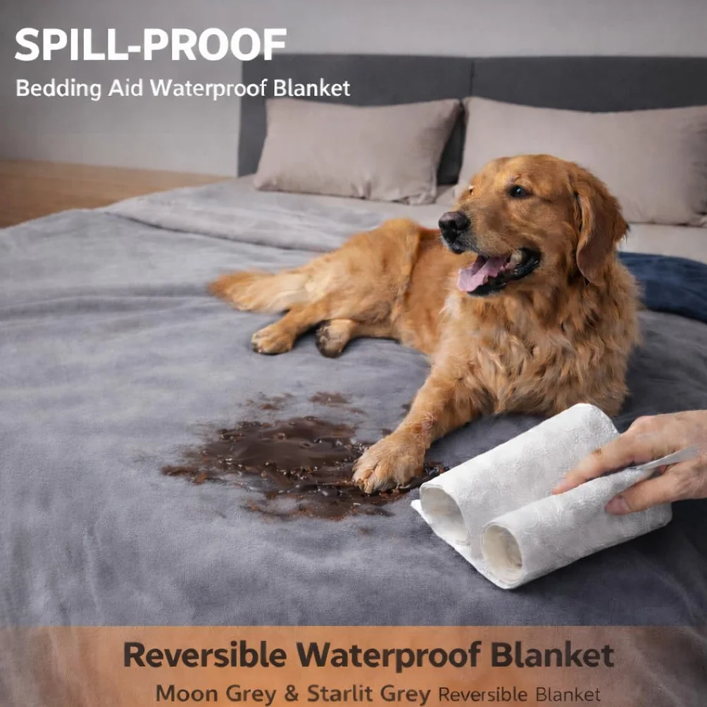 wasserdichte Decke, Hundedecke Wasserdicht, Liebesdecke Wasserdicht, Katzendecke, Hundedecke Sofa, Dunkelgrau/Hellgrau, Sofadecke (152x203cm)