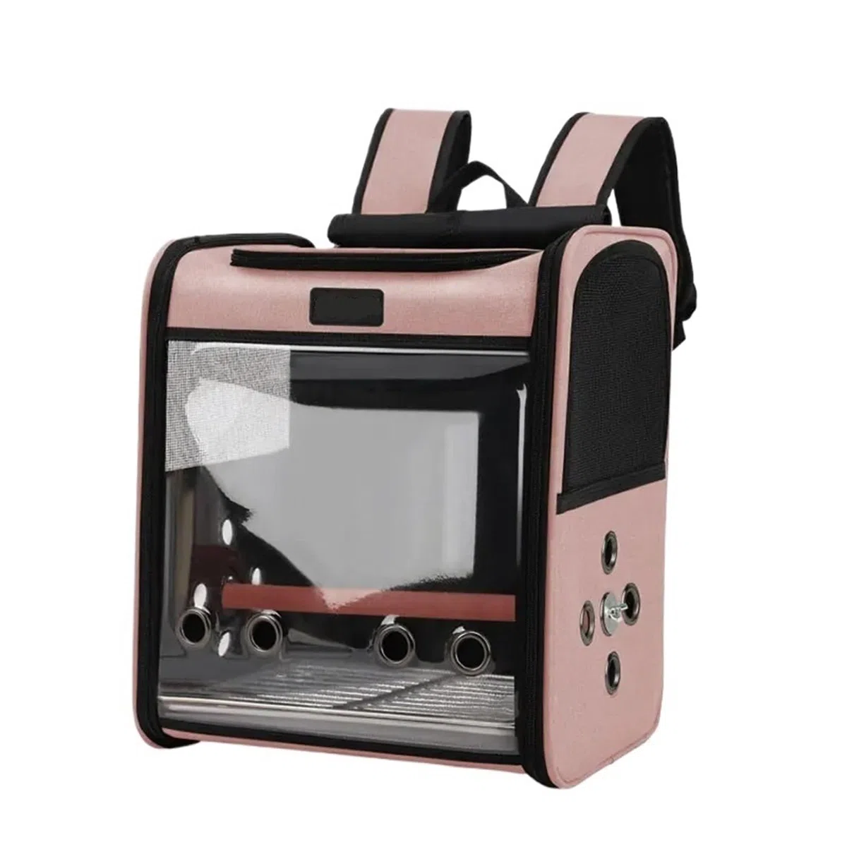 Rucksack für Vögel, Käfig-Tragetasche, Reise-Set, Haustier, Vogel, atmungsaktiv, Doppelschulter, Reisekäfig (Rosa)