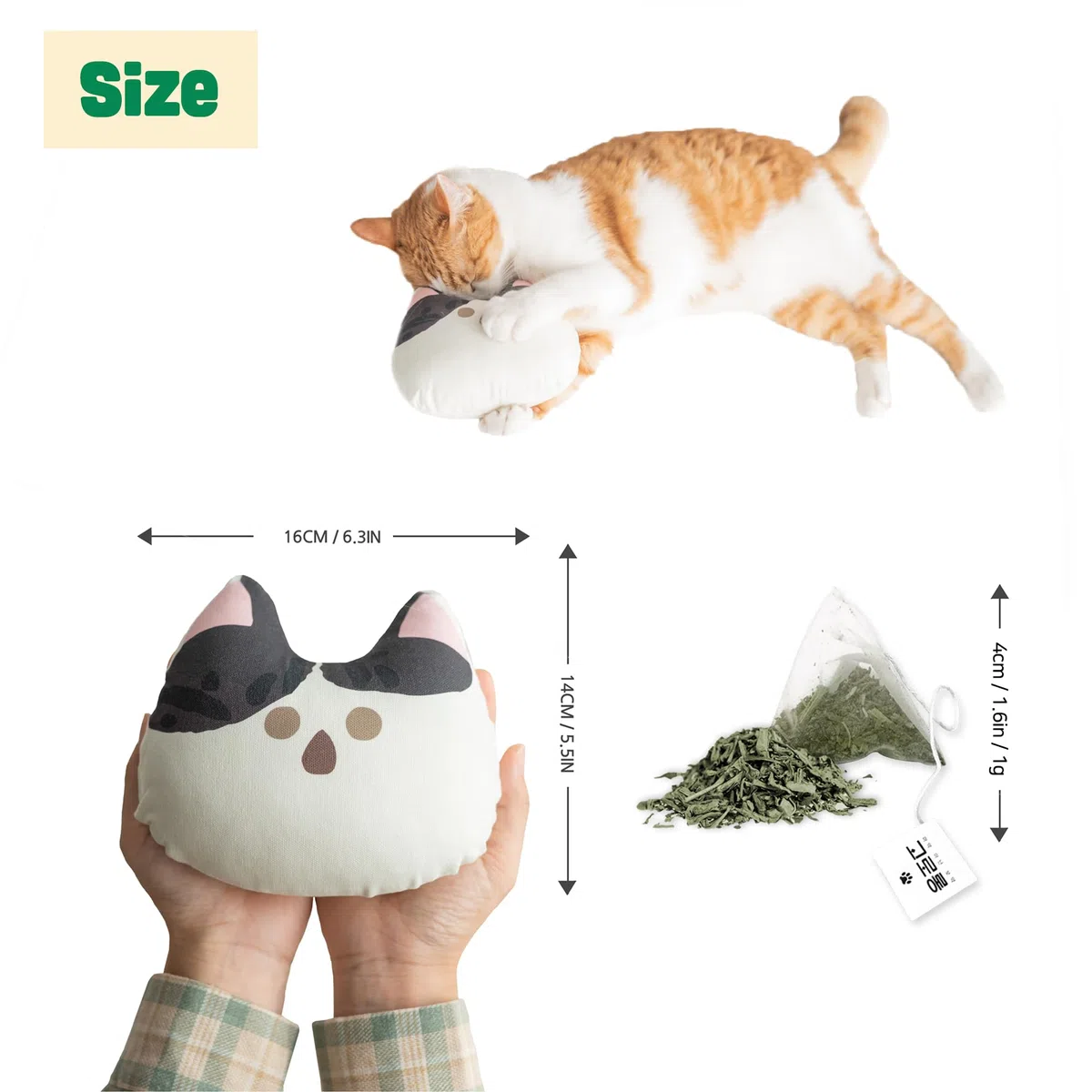 Gororong Hochwertiges, langlebiges und nachfüllbares Katzenminze-Spielzeugkissen für Indoor-Katzen und Kätzchen, 15.2 cm, perfekt zum Kauen, natürliche Katzenminze, gefülltes Katzenspielzeug (Yangpa)