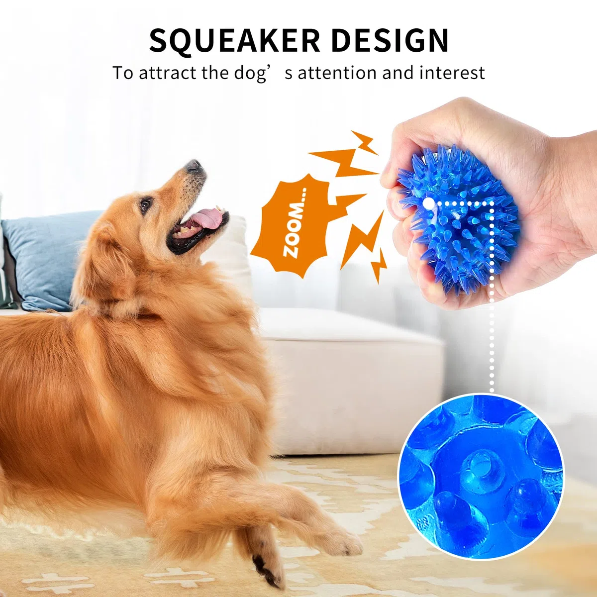 ME.FAN 8,9 cm Quietschende Hundespielzeugbälle [8 Stück] Stachelige Hundebälle/Welpen-Kauspielzeug zur Reinigung von Zähnen und Zahnfleisch-Gesundheit/Quietschball-Spielzeug für aggressive Kauer